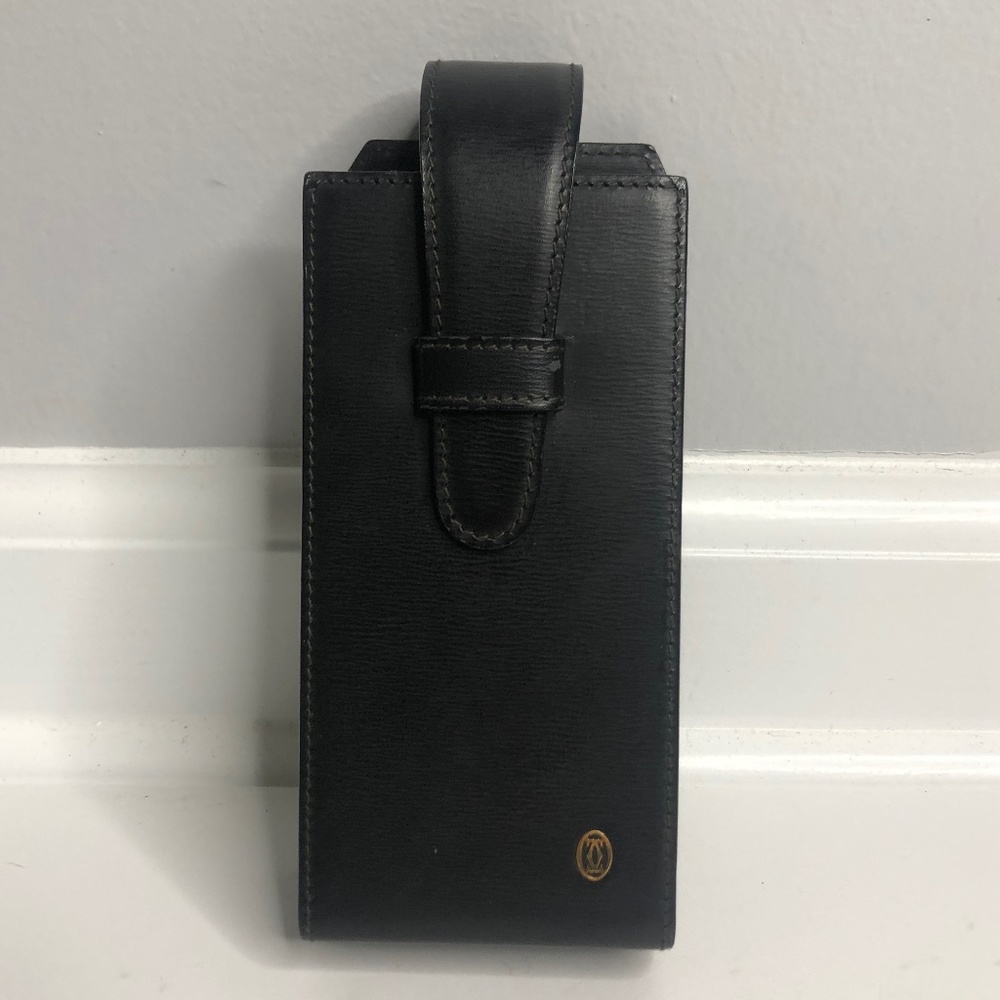 Vintage Cartier Leather Black Fold Top Phone Case/Carrier